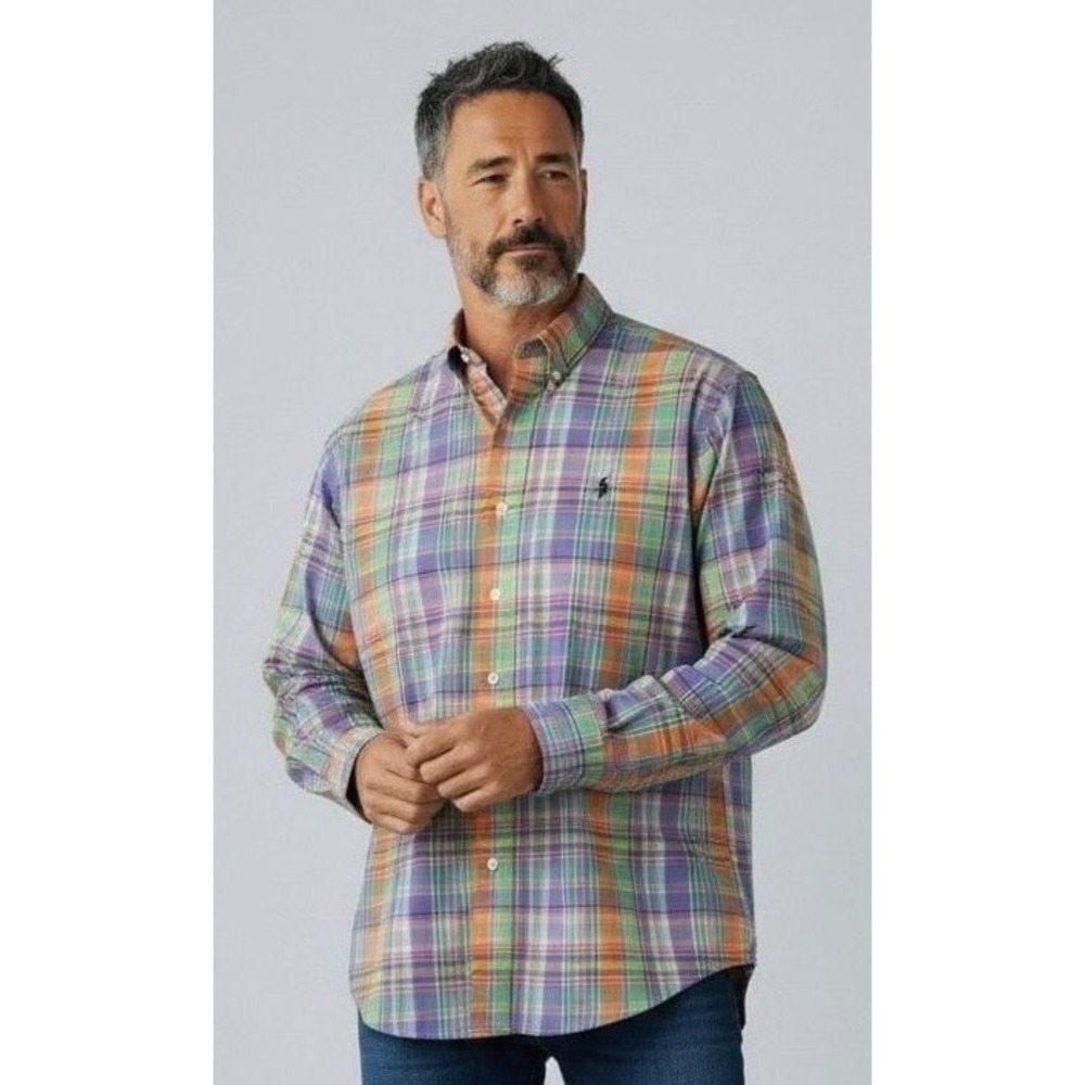 Polo Ralph Lauren Men's Multicolor Plaid Long Sleeve Button-Down Shirt 3XB Big